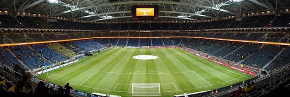 Sverige mot Estland på Strawberry Arena. bilden visar en panorama vy över en tom Strawberry (friends) arena.